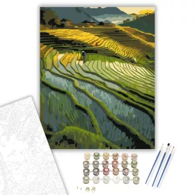 Yunnan Aranyló Teraszai - számfestő készlet - Számfestő.hu - 40×50cm - keret nélkül