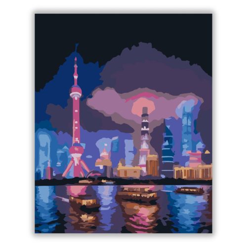 Shanghai Éjszakai Fényei - számfestő készlet - Számfestő.hu
