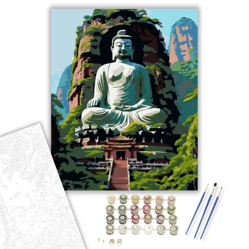 Leshan Buddha Nyugalma - számfestő készlet - Számfestő.hu - 40×50cm - keretre feszítve