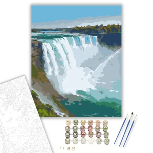 Niagara-vízesés és Szivárvány - számfestő készlet - Számfestő.hu - 60×70cm - keret nélkül