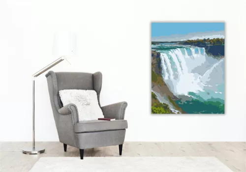Niagara-vízesés és Szivárvány - számfestő készlet - Számfestő.hu - 80×100cm - keretre feszítve