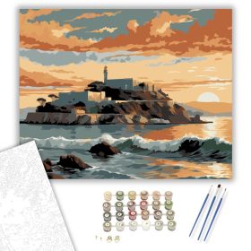 Alcatraz Sziget Naplementében - számfestő készlet - Számfestő.hu - 40×50cm - keret nélkül