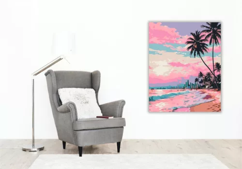 Miami Beach Naplemente - számfestő készlet - Számfestő.hu - 40×50cm - keret nélkül