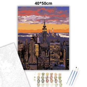 Empire State Building Alkonyatkor - számfestő készlet - Számfestő.hu - 40×50cm - Keret nélkül