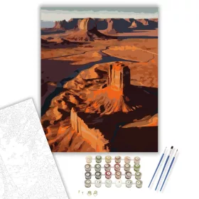 Monument Valley Alkonyati Látkép - számfestő készlet - Számfestő.hu - 40×50cm - keret nélkül