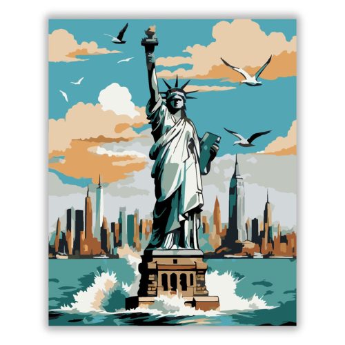 Szabadság-szobor és New York Látképe - Számfestő.hu