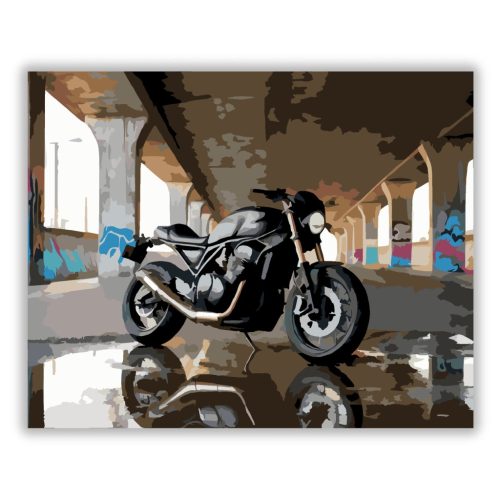 Fekete Street Motor Graffitis Felüljáró Alatt - Számfestő.hu
