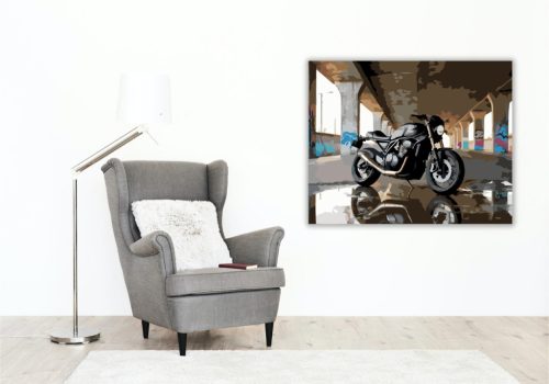 Fekete Street Motor Graffitis Felüljáró Alatt - számfestő készlet - Számfestő.hu - 50×60cm - keretre feszítve