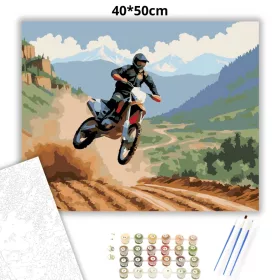 Dual-Sport Motor Ugrás Közben - számfestő készlet - Számfestő.hu - 40×50cm - Keret nélkül