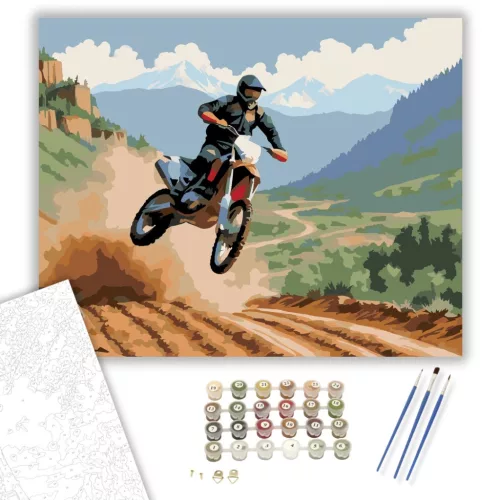 Dual-Sport Motor Ugrás Közben - számfestő készlet - Számfestő.hu - 40×50cm - keret nélkül