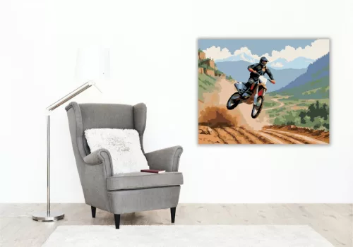 Dual-Sport Motor Ugrás Közben - számfestő készlet - Számfestő.hu - 50×60cm - keretre feszítve