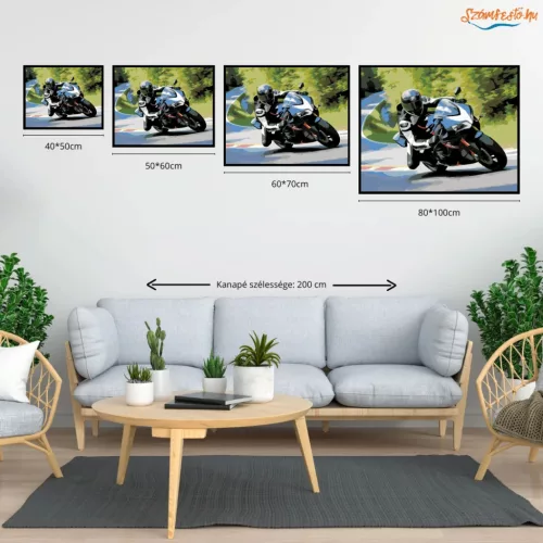 Fekete Sportmotor a Hegyi Kanyarban - számfestő készlet - Számfestő.hu - 40×50cm - Keret nélkül