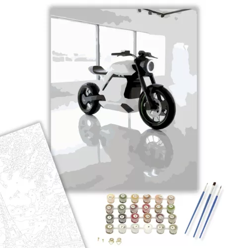 Minimalista Elektromos Motor a Jövő Showroomjában - számfestő készlet - Számfestő.hu - 60×70cm - keret nélkül
