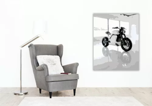 Minimalista Elektromos Motor a Jövő Showroomjában - számfestő készlet - Számfestő.hu - 60×70cm - keret nélkül