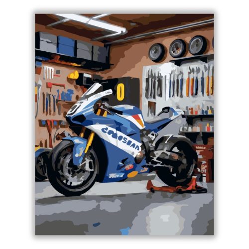 Versenymotor a Szerelőműhelyben - számfestő készlet - Számfestő.hu