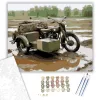 Hadsereg Zöld Oldalkocsis Motor - számfestő készlet - Számfestő.hu - 50×60cm - keret nélkül