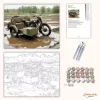 Hadsereg Zöld Oldalkocsis Motor - számfestő készlet - Számfestő.hu - 40×50cm - Keret nélkül