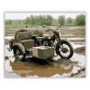 Hadsereg Zöld Oldalkocsis Motor - számfestő készlet - Számfestő.hu - 40×50cm - Keretre feszítve