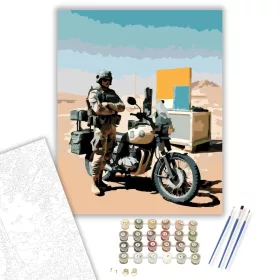 Katonai Motor a Sivatagi Ellenőrzőponton - számfestő készlet - Számfestő.hu - 40×50cm - keret nélkül