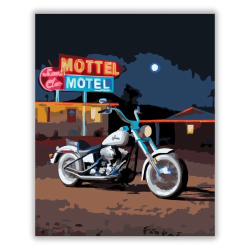 Klasszikus Chopper a Motel Előtt - Számfestő.hu