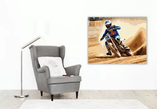 Speedway Versenymotor Kanyarban - számfestő készlet - Számfestő.hu - 80×100cm - keret nélkül