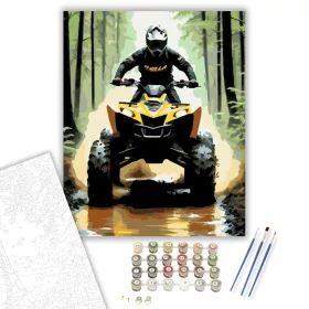 Sárga ATV az Erdei Ösvényen - számfestő készlet - Számfestő.hu - 40×50cm - keret nélkül