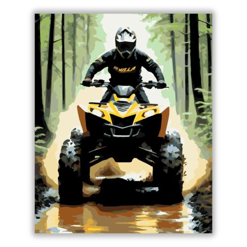Sárga ATV az Erdei Ösvényen - Számfestő.hu