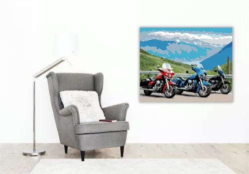 Túramotorok a Hegyi Panorámánál - számfestő készlet - Számfestő.hu - 50×60cm - keret nélkül