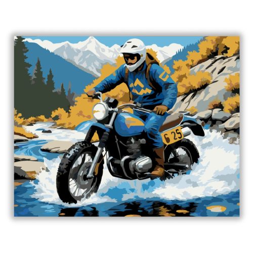 Kék Scrambler a Hegyek Között - Számfestő.hu