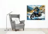 Kék Scrambler a Hegyek Között - számfestő készlet - Számfestő.hu - 40×50cm - keretre feszítve