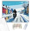 Téli Motoros a Havas Faluban - számfestő készlet - Számfestő.hu - 60×70cm - keret nélkül