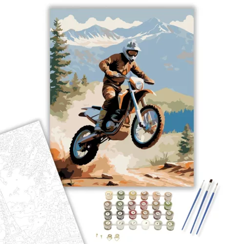 Dual-sport Motor a Levegőben - számfestő készlet - Számfestő.hu - 40×50cm - keretre feszítve