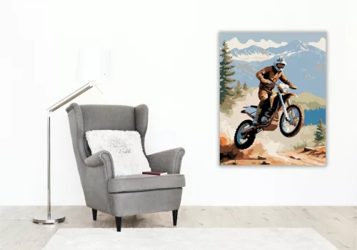 Dual-sport Motor a Levegőben - számfestő készlet - Számfestő.hu - 50×60cm - keretre feszítve