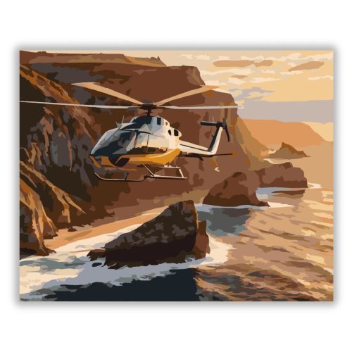 Modern Helikopter a Naplemente Felett - Számfestő.hu