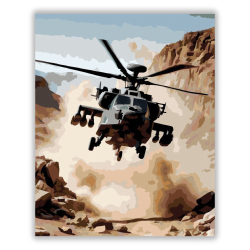 AH-64 Apache Helikopter Sziklás Terepen - Számfestő.hu