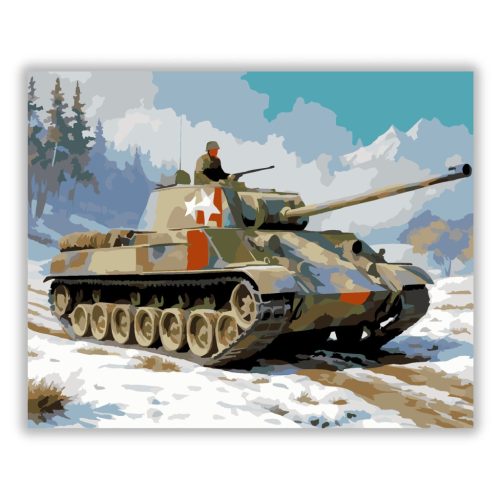 Téli Tájban Haladó Tank - számfestő készlet - Számfestő.hu