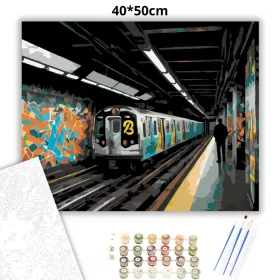 Graffitivel Díszített Metró Az Aluljáróban - számfestő készlet - Számfestő.hu - 40×50cm - Keret nélkül