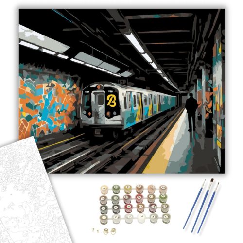 Graffitivel Díszített Metró Az Aluljáróban - számfestő készlet - Számfestő.hu - 40×50cm - keretre feszítve