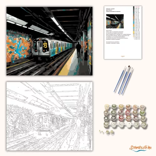 Graffitivel Díszített Metró Az Aluljáróban - számfestő készlet - Számfestő.hu - 40×50cm - Keret nélkül