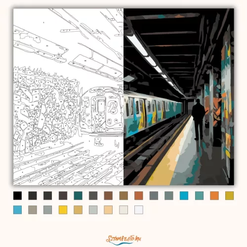 Graffitivel Díszített Metró Az Aluljáróban - számfestő készlet - Számfestő.hu - 40×50cm - Keret nélkül
