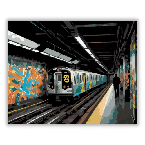 Graffitivel Díszített Metró Az Aluljáróban - számfestő készlet - Számfestő.hu - 40×50cm - Keret nélkül
