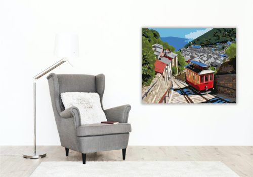 Piros Sikló Történelmi Városban - számfestő készlet - Számfestő.hu - 60×70cm - keret nélkül