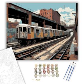 Graffiti Borította Metróvonat Városi Környezetben - számfestő készlet - Számfestő.hu - 40×50cm - keret nélkül