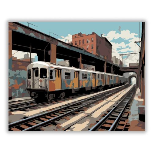 Graffiti Borította Metróvonat Városi Környezetben - Számfestő.hu