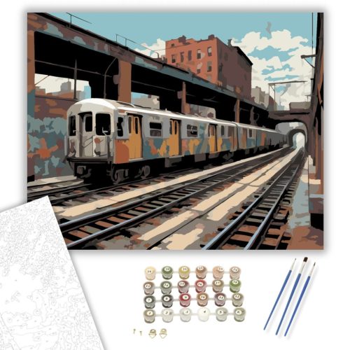 Graffiti Borította Metróvonat Városi Környezetben - számfestő készlet - Számfestő.hu - 40×50cm - keret nélkül