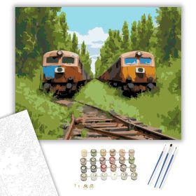 Elhagyatott Tehervonatok Természetben - számfestő készlet - Számfestő.hu - 40×50cm - keret nélkül