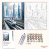 Futurisztikus Maglev Vonat Városi Skyline-nal - számfestő készlet - Számfestő.hu - 40×50cm - Keret nélkül