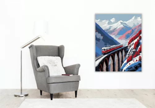 Hegyi Viadukton Átkelő Vonat - számfestő készlet - Számfestő.hu - 40×50cm - keretre feszítve