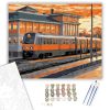 Kétszintes Ingázó Vonat Alkonyatkor - számfestő készlet - Számfestő.hu - 40×50cm - keretre feszítve