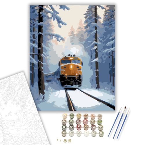 Havas Téli Expressz - számfestő készlet - Számfestő.hu - 60×70cm - keretre feszítve